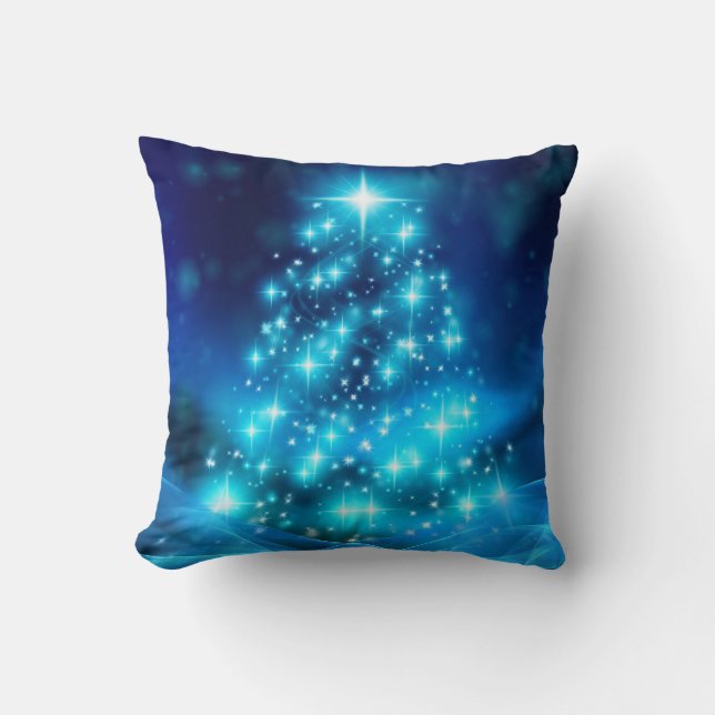Moderner Electric Blue Christmas Tree mit Licht Kissen (Vorderseite)