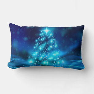 Moderner Electric Blue Christmas Tree mit Licht Lendenkissen