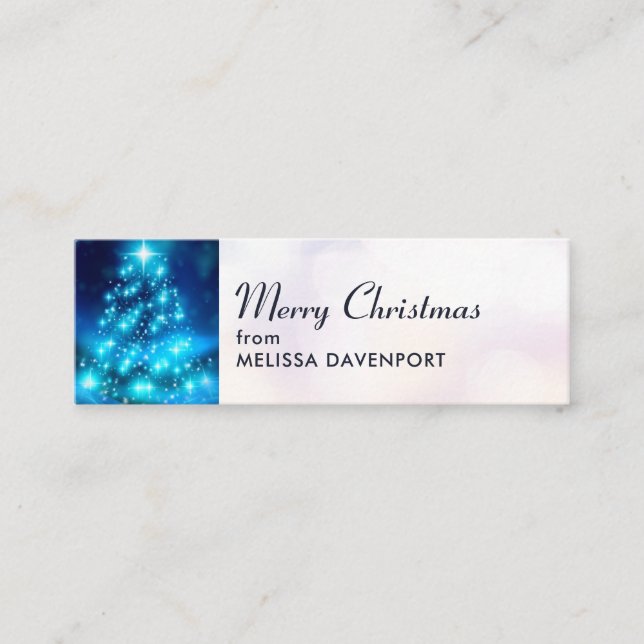 Moderner Electric Blue Christmas Tree mit Licht Mini Visitenkarte (Vorderseite)
