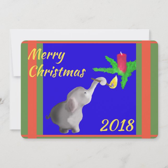 Moderner Elefantenbeleuchtung Weihnachtsschrift Feiertagskarte (Vorderseite)