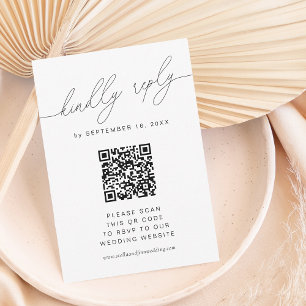 Moderner Elegant Scrip W/QR Code RSVP Karte