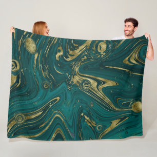 Moderner eleganter Aquamariner Marmorwirl Fleecedecke
