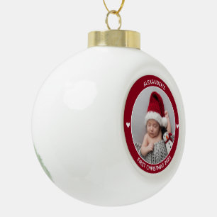 Moderner Eleganter Baby First Christmas Keepake Keramik Kugel-Ornament