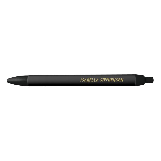 Moderner eleganter Black Gold Name Kugelschreiber (Vorderseite)