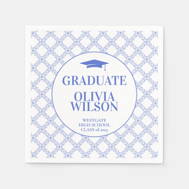 Moderner Eleganter Blauer Abschluss Serviette (Vorderseite)