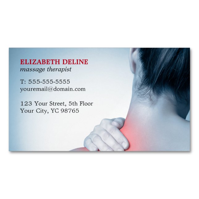 Moderner eleganter blauer Foto-Massage-Therapeut Magnetische Visitenkarte (Vorderseite)