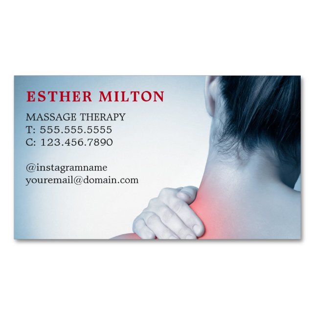 Moderner eleganter blauer Foto-Massage-Therapeut Magnetische Visitenkarte (Vorderseite)