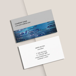 Moderner Eleganter Blue Circuit Board Gray Consult Visitenkarte