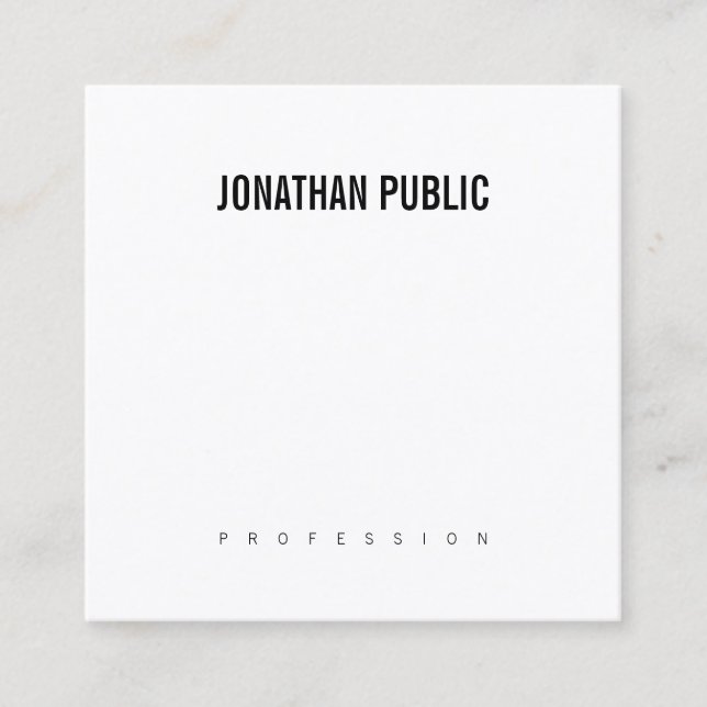 Moderner Eleganter BW Schlicht minimalistischer De Quadratische Visitenkarte (Vorderseite)