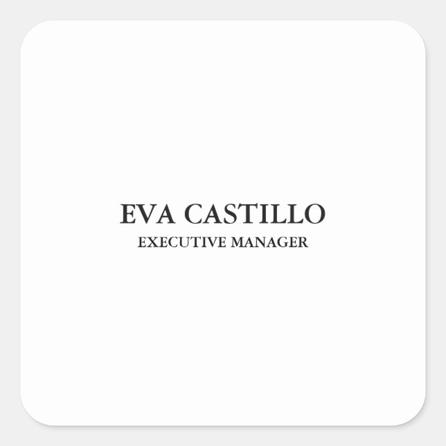 Moderner Eleganter, einfacher Manager Quadratischer Aufkleber (Vorderseite)