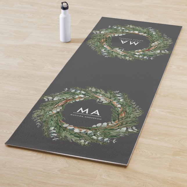 Moderner eleganter eukalyptus-botanischer Kranz Yogamatte (Beispiel)