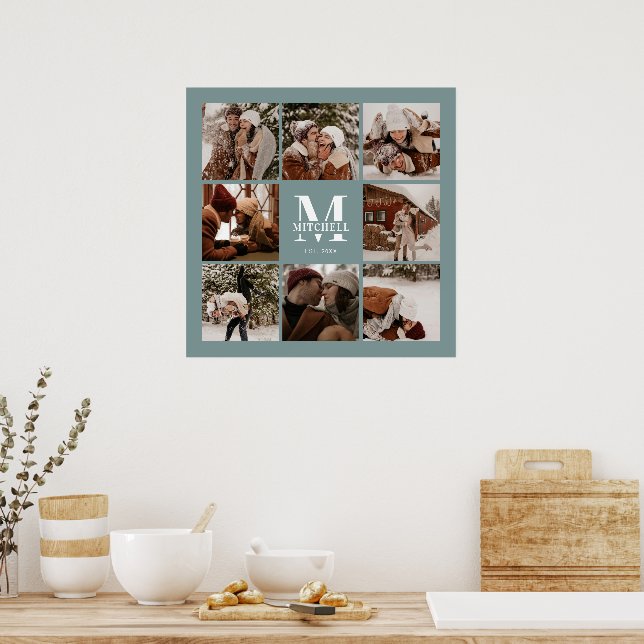 Moderner eleganter Foto Collage Sage Green Keepake Poster (Küche)