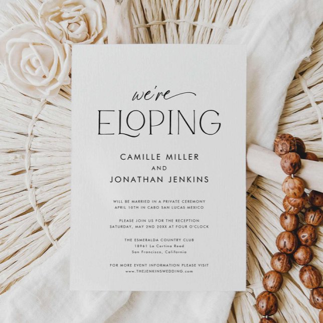 Moderner Eleganter Foto Elopement Empfang Einladung (Modern Minimalist Eloping Reception Announcement invite)