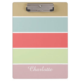Moderner eleganter Girly Pastell Striped Klemmbrett