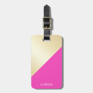 Moderner eleganter girly Pink- u. Goldfarbblock Gepäckanhänger