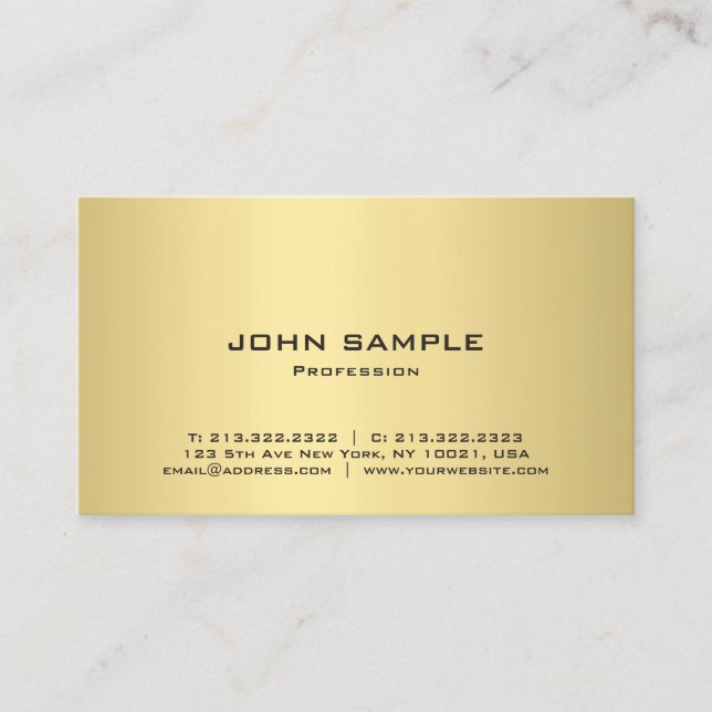 Moderner Eleganter Glamour Gold Berufliche Eleganz Visitenkarte (Vorderseite)