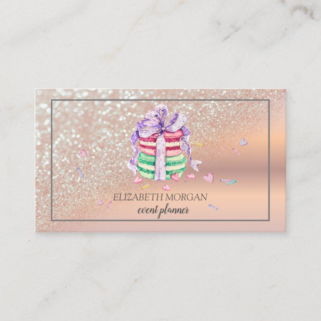 Moderner Eleganter Glitzer Bokeh Ombre, Frame Maca Visitenkarte (Vorderseite)