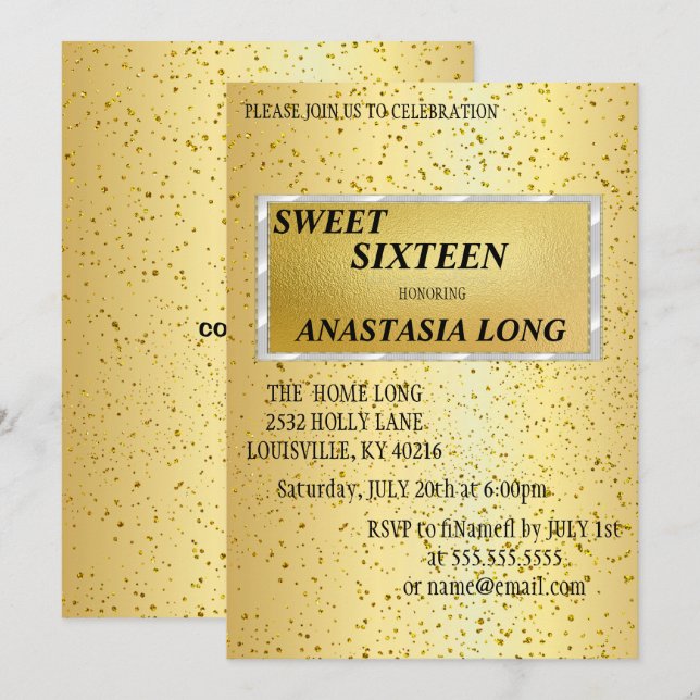 Moderner, eleganter Glitzer Save the Date (Vorne/Hinten)