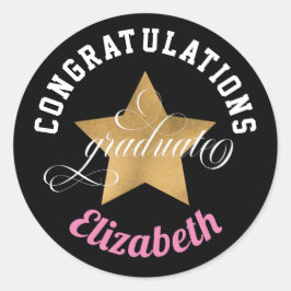 Moderner eleganter Glückwunsch Monogram Abschluss Runder Aufkleber