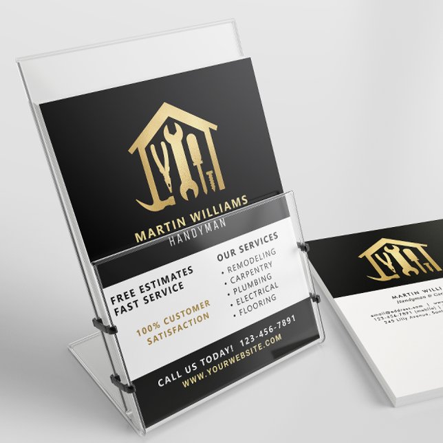 Moderner Eleganter Gold & Black Handyman Flyer (Von Creator hochgeladen)