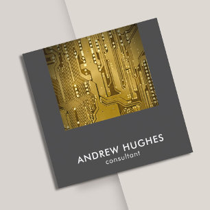 Moderner eleganter Gold Circuit Board Consultant Quadratische Visitenkarte