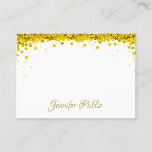Moderner eleganter Gold Confetti Handschrift Text Visitenkarte