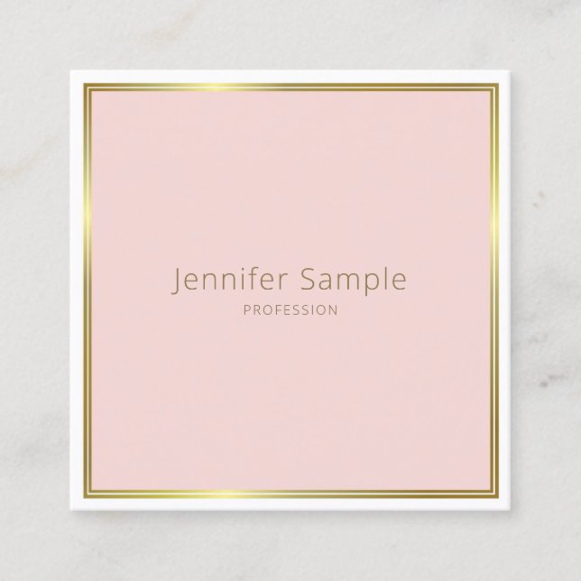 Moderner Eleganter Gold Roush Pink White Schlicht  Quadratische Visitenkarte (Vorderseite)