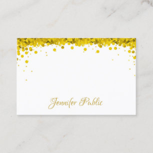 Moderner eleganter Goldconfetti-Handskript-Text Visitenkarte