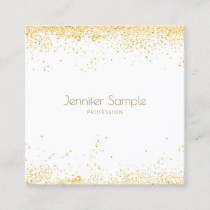 Moderner eleganter Goldconfetti-weißer Quadratische Visitenkarte