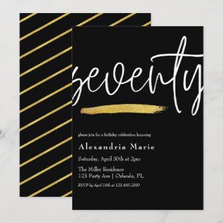 Moderner, eleganter Goldrausch 70. Geburtstag Einladung