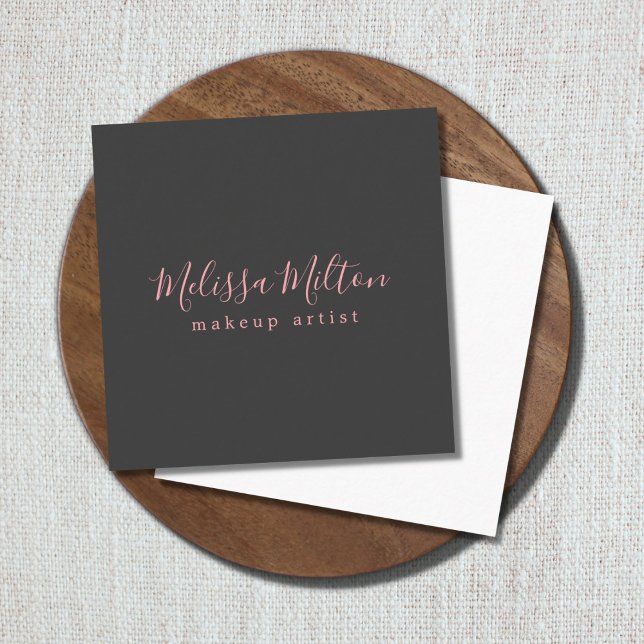 Moderner Eleganter Graurosa Makeup Artist Quadratische Visitenkarte (Von Creator hochgeladen)