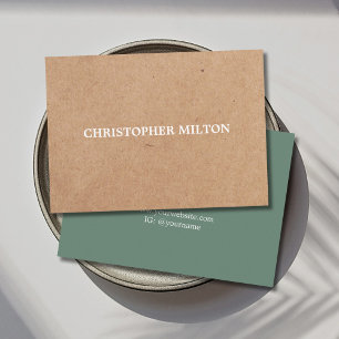 Moderner, eleganter grüner gedruckter KraftPaper-B Visitenkarte