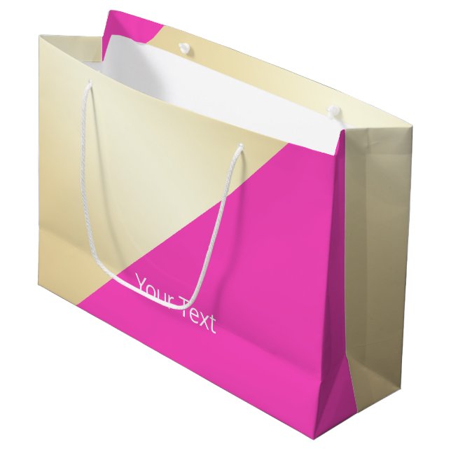 Moderner, eleganter, gürtelrosa und goldfarbener B Große Geschenktüte (Vorderseite Schrägansicht)
