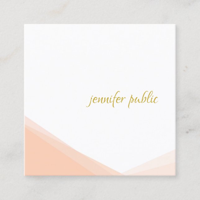 Moderner eleganter handgeschriebener Goldname Quadratische Visitenkarte (Vorderseite)