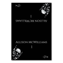 Moderner, eleganter Hochzeitschwarz-Weiß-Fisch Tischnummer