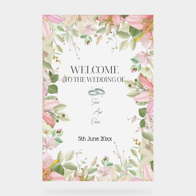 Moderner, eleganter Hochzeitsempfang Acrylschild (Vorderseite)