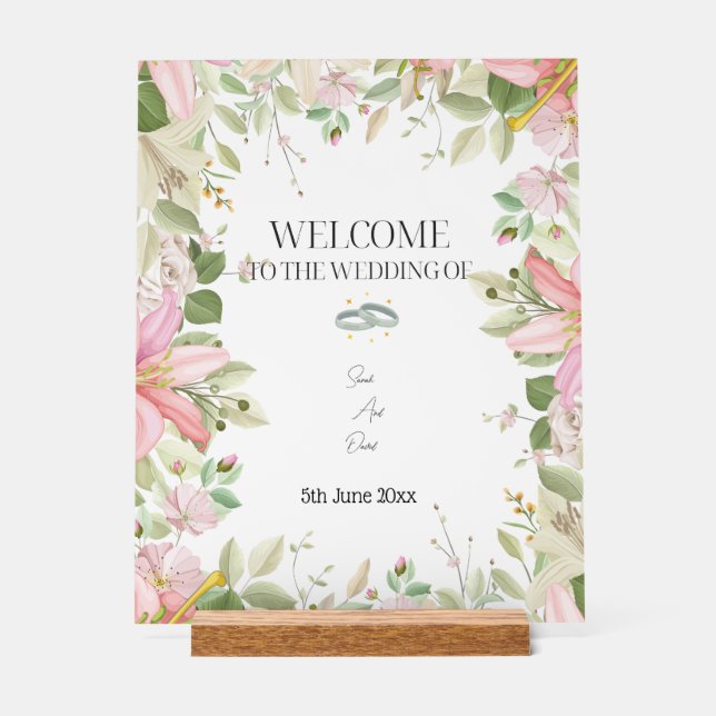 Moderner, eleganter Hochzeitsempfang Acrylschild (Vorderseite)