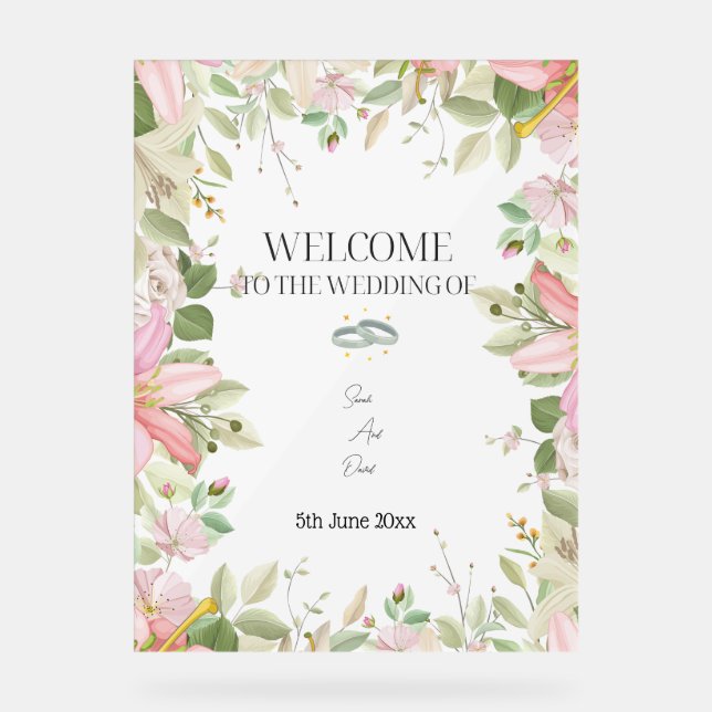 Moderner, eleganter Hochzeitsempfang Acrylschild (Vorderseite)