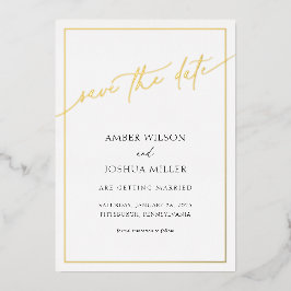 Moderner Eleganter Hochzeitsplatz Save the Date Fo Folieneinladung