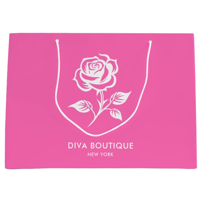Moderner eleganter Individuelle Name in warmen Ros Große Geschenktüte (Vorderseite)