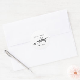Moderner eleganter kalligrafischer Hochzeitssticht Runder Aufkleber
