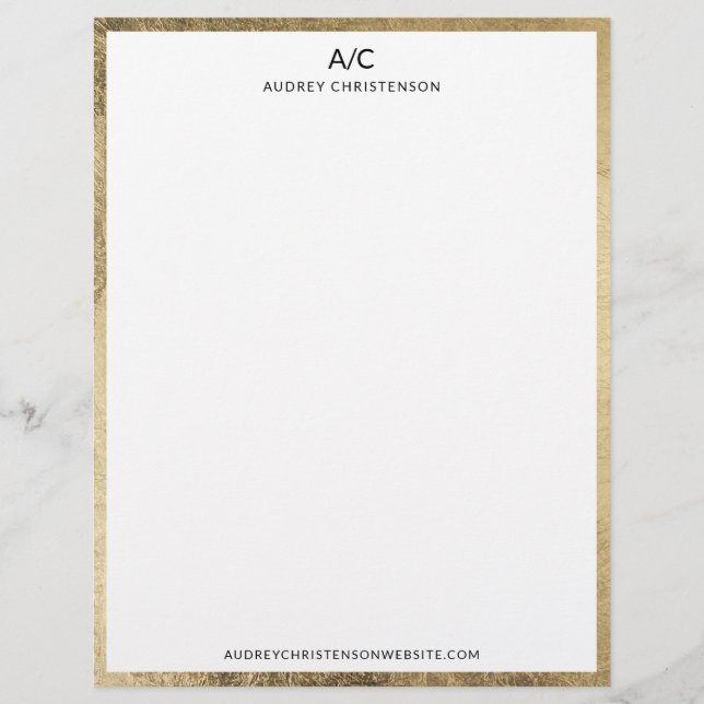 Moderner, eleganter, klassischer monogramm-schicke briefbogen (Vorderseite)