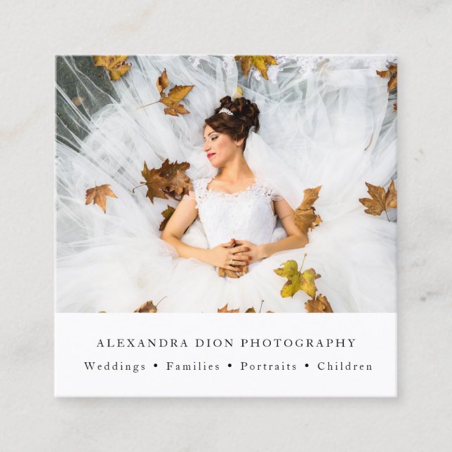 Moderner, eleganter Kleinstfotograf Quadratische Visitenkarte (Vorderseite)