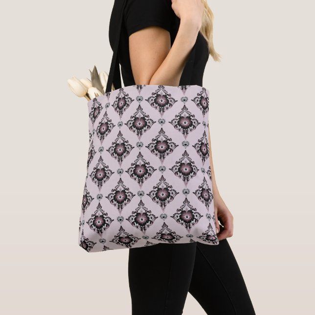 Moderner eleganter Lavendel Damask Tasche (Von Nahem)