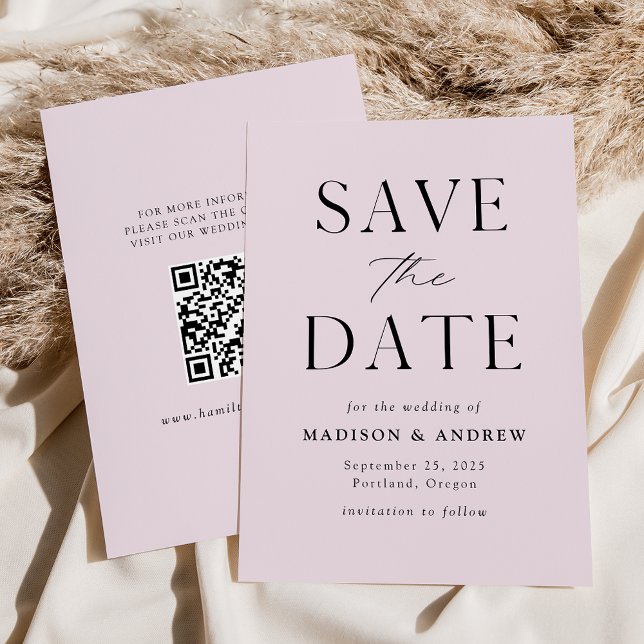 Moderner Eleganter Lavendel QR Code Save The Date (Von Creator hochgeladen)