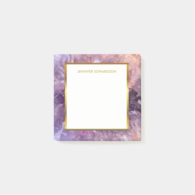 Moderner, eleganter lila Amethyname Post-it Klebezettel (Vorderseite)