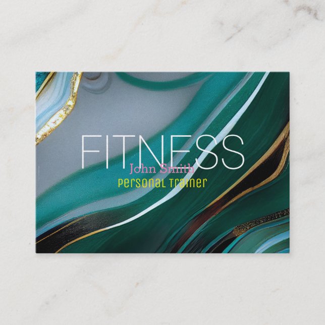 Moderner, eleganter Marble Personal Fitness Traine Visitenkarte (Vorderseite)
