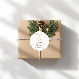Moderner Eleganter Minimalistischer Weihnachtsbaum Runder Aufkleber