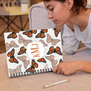 Moderner Eleganter Monarch Butterfly Mit Monogramm Notizbuch