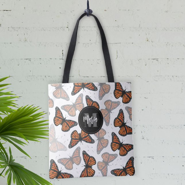 Moderner Eleganter Monarch Butterfly Mit Monogramm Tasche (Von Creator hochgeladen)